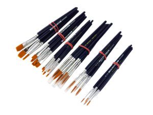 Kunstharen kwasten set 30 delig, rond 3, 6 en 10, plat 4, 8 en 12